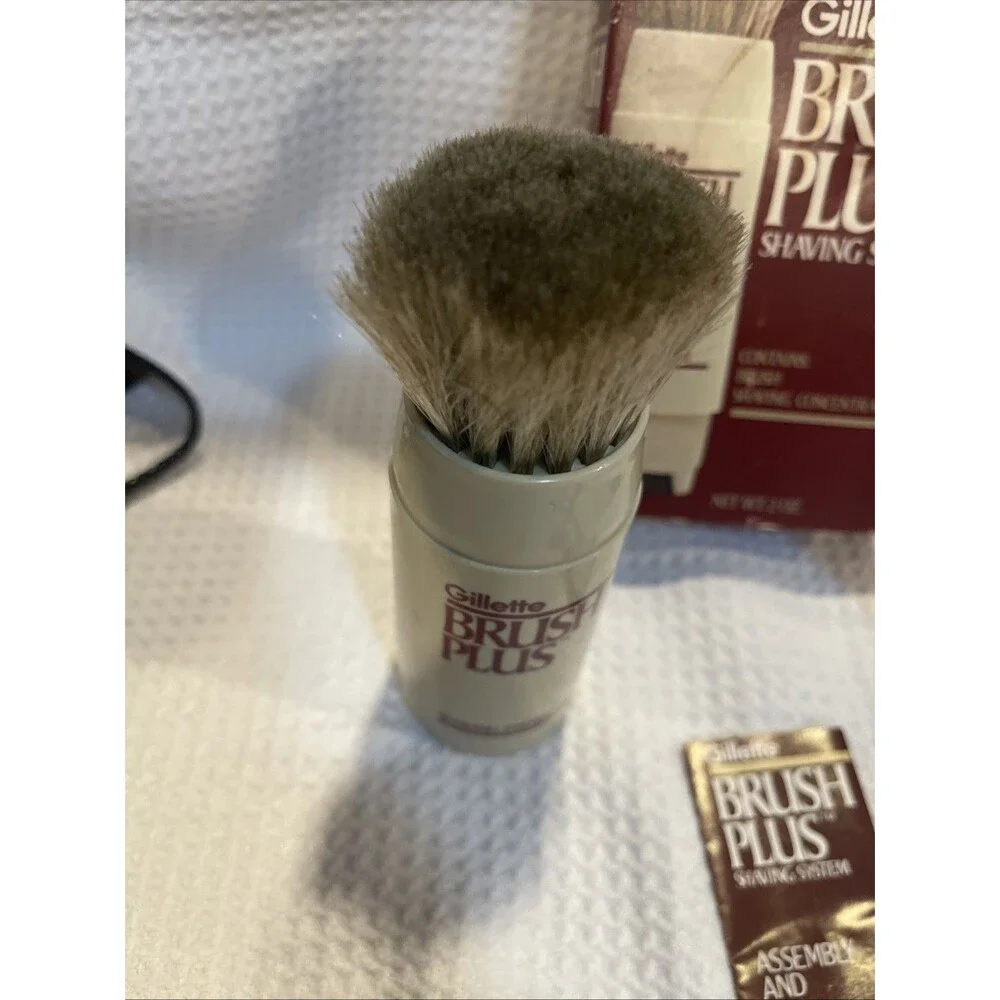Vintage Gillette Plus Shaving System 1984 Brush & Shave Concentrate